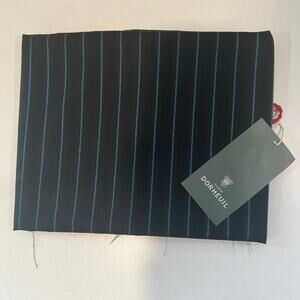 Dormeuil Suiting Fabric 100% Wool Black Teal Blue Pinstripes 1.6M JP